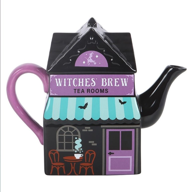 Spooky Street Witches' Brew Tea Room Shaped Lidded Teapot Drinkware - Gothic & Alternative Gift - Haunted