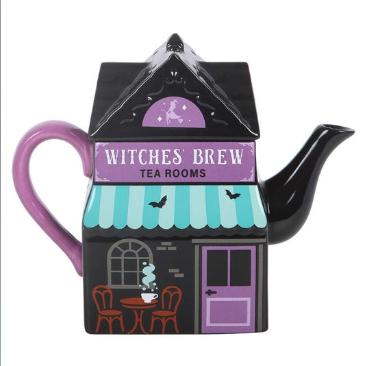 Spooky Street Witches' Brew Tea Room Shaped Lidded Teapot Drinkware - Gothic & Alternative Gift - Haunted