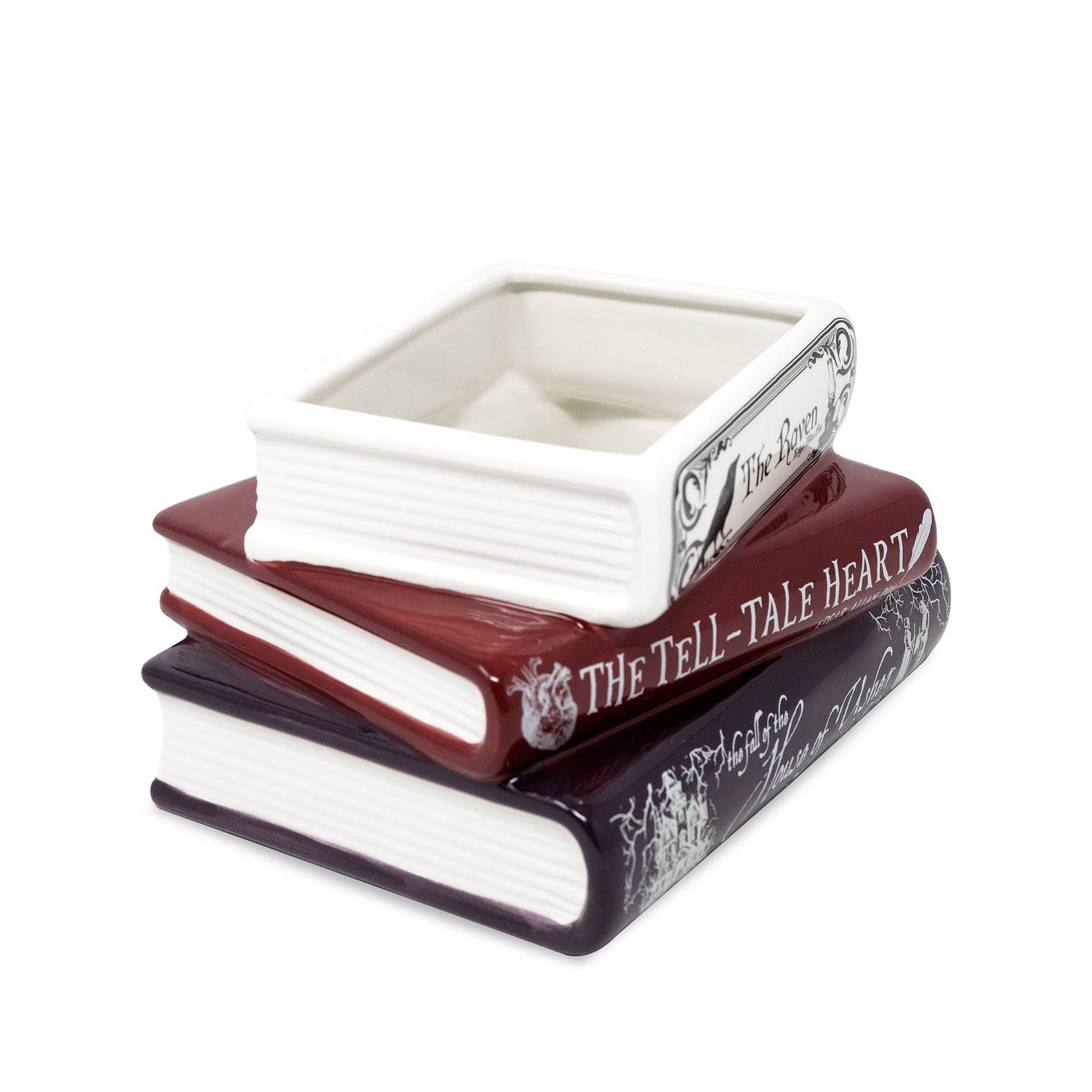 Stacked Book Planter, The Raven, Edgar Allen Poe, Book Shaped Vase Garden Decor - Gothic & Alternative Gift - Haunted