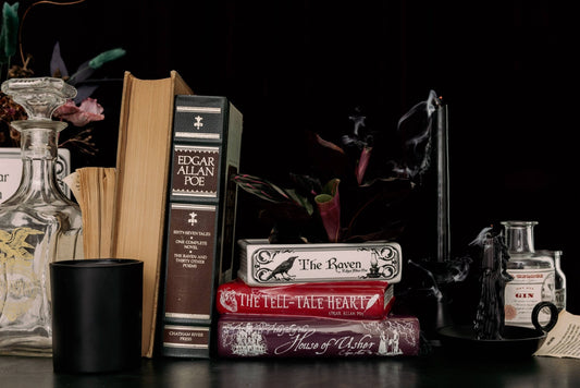 Stacked Book Planter, The Raven, Edgar Allen Poe, Book Shaped Vase Garden Decor - Gothic & Alternative Gift - Haunted