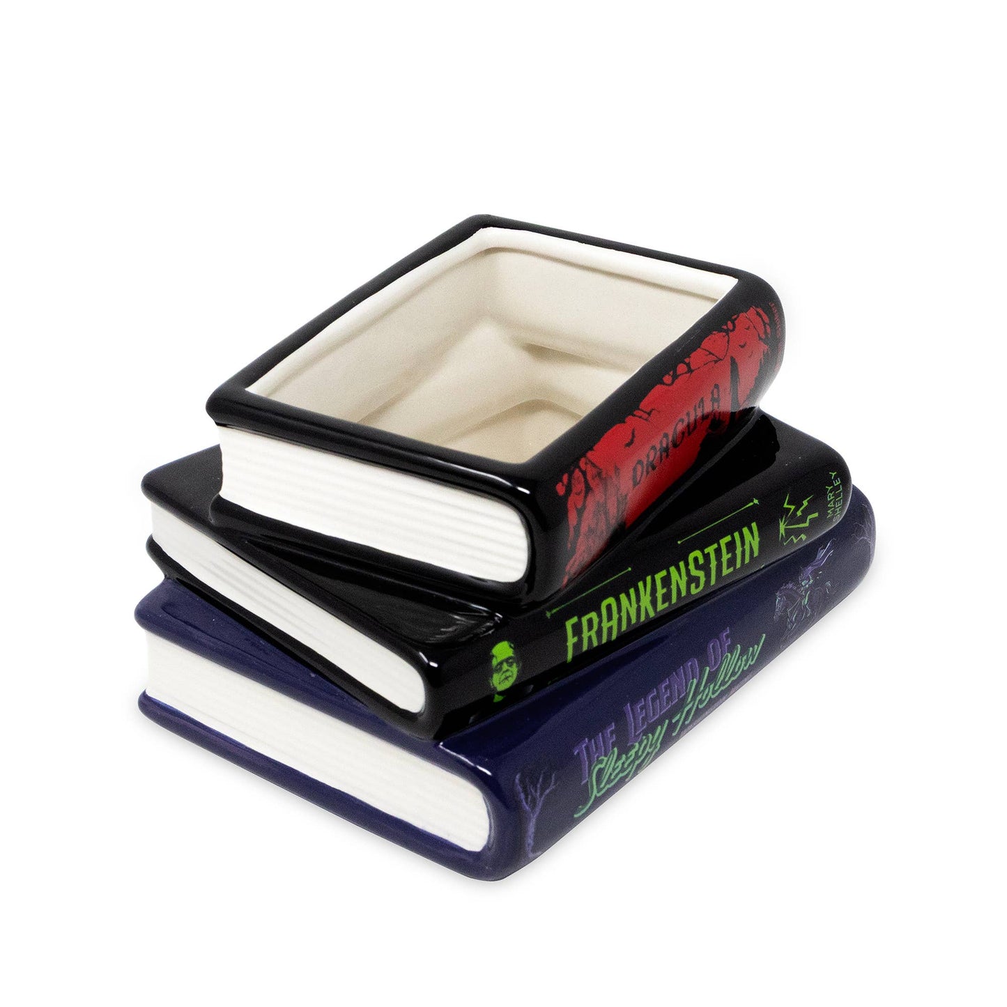 Stacked Book Shaped Vase Planter, Sleepy Hollow, Frankenstein, Dracula Garden Decor - Gothic & Alternative Gift - Haunted