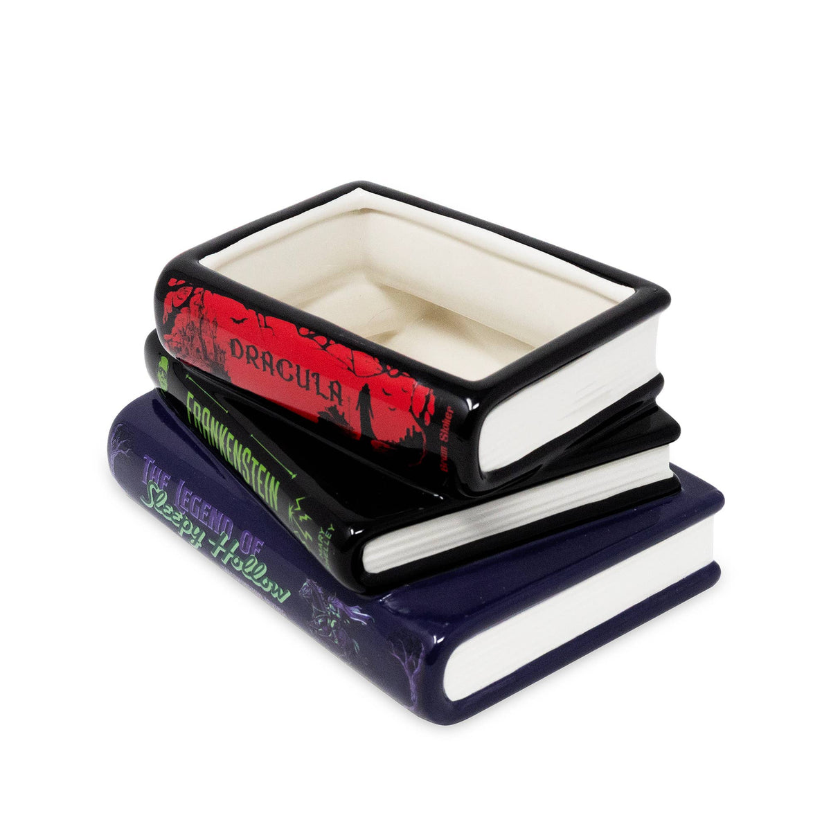 Stacked Book Shaped Vase Planter, Sleepy Hollow, Frankenstein, Dracula Garden Decor - Gothic & Alternative Gift - Haunted