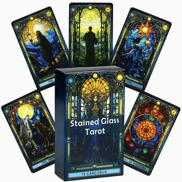Stained Glass Tarot Card Deck Witch Supplies - Gothic & Alternative Gift - Haunted