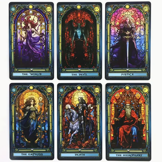 Stained Glass Tarot Card Deck Witch Supplies - Gothic & Alternative Gift - Haunted