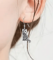 Sterling silver cat skeleton dangle earrings Jewelry - Gothic & Alternative Gift - Haunted