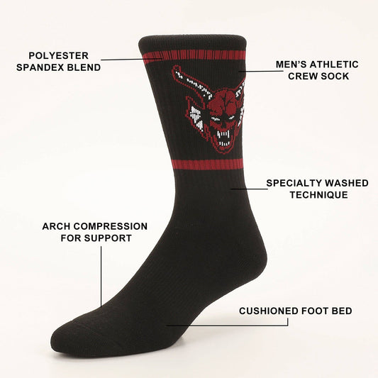 Stranger Things Hellfire Club Striped Men's Athletic Crew Socks Accessories - Gothic & Alternative Gift - Haunted