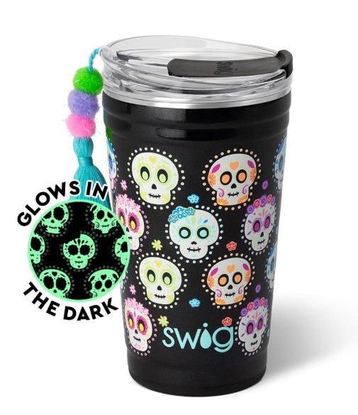 Sugar Skulls Glow in the Dark Party Tumbler Swiglife Drinkware - Gothic & Alternative Gift - Haunted