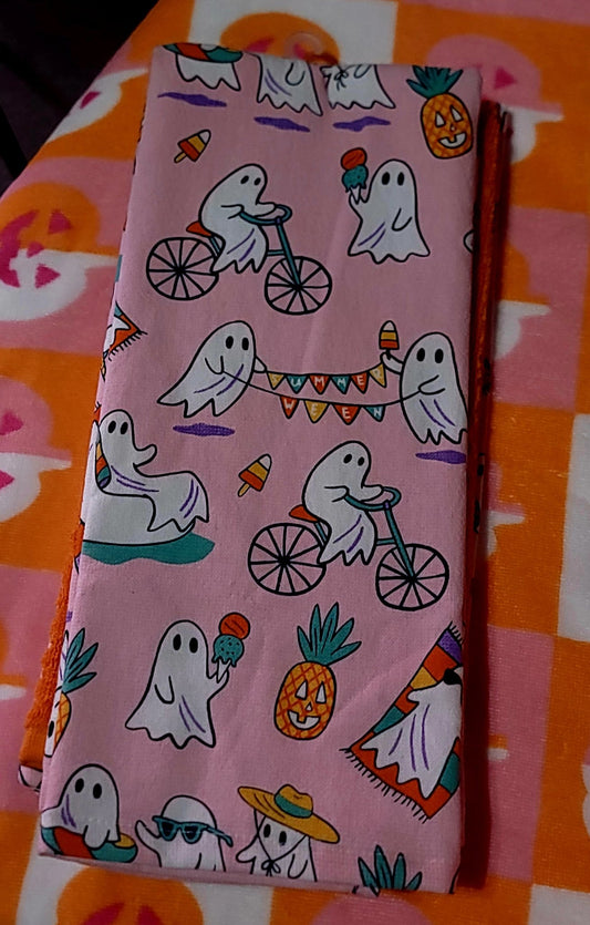 Summer Activities Pink Ghost Summerween Kitchen Towels Set of 3 Kitchenware - Gothic & Alternative Gift - Haunted