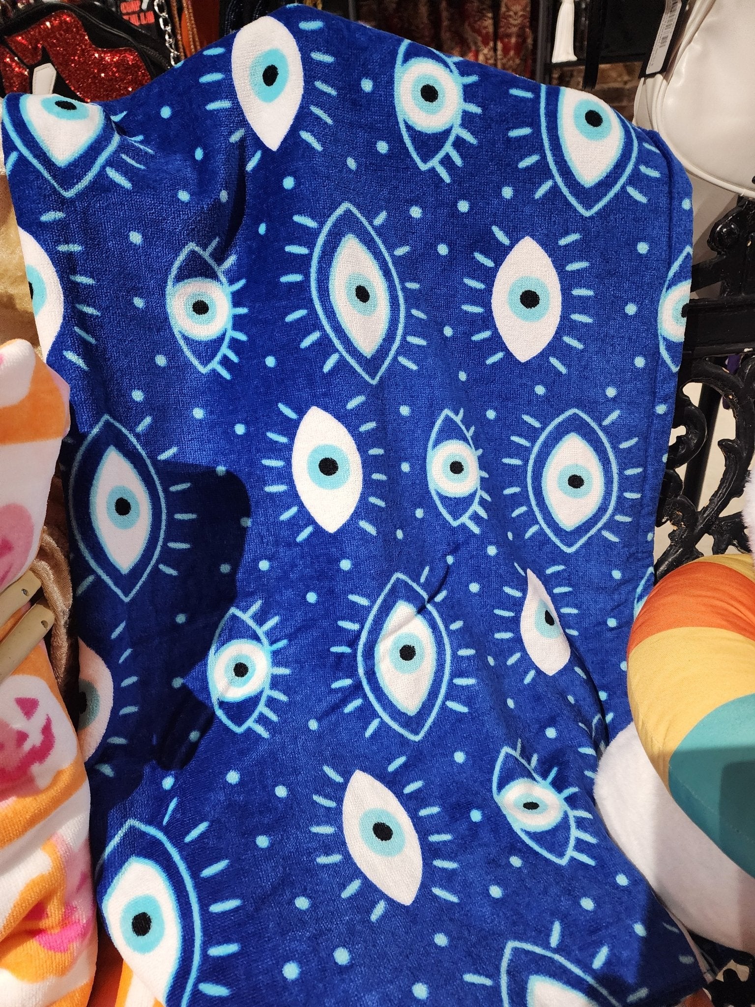 Summerween Evil Eye Protection Beach Towel Home Decor - Gothic & Alternative Gift - Haunted