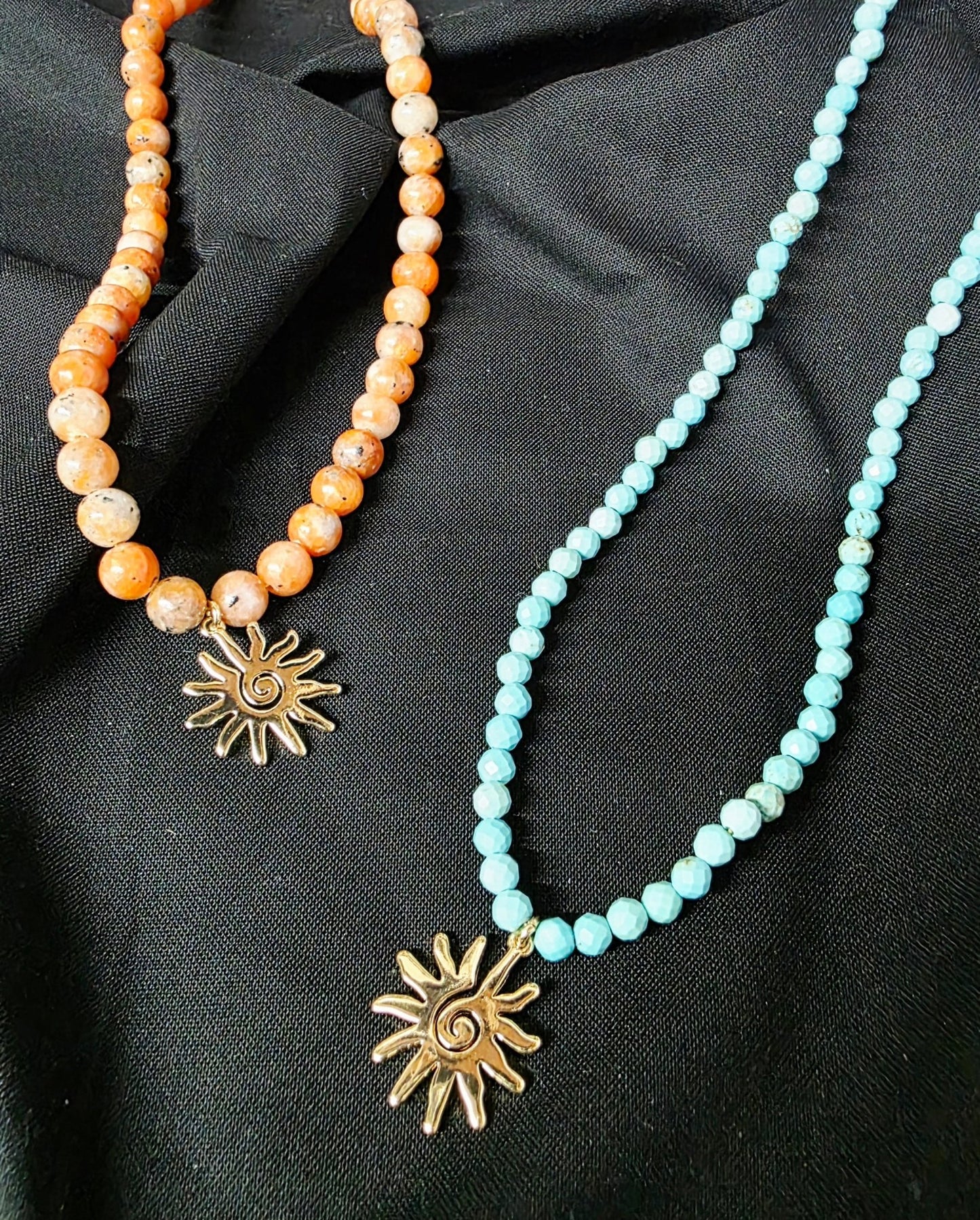 Sun charm necklace with genuine stones - Gothic & Alternative Gift - Haunted