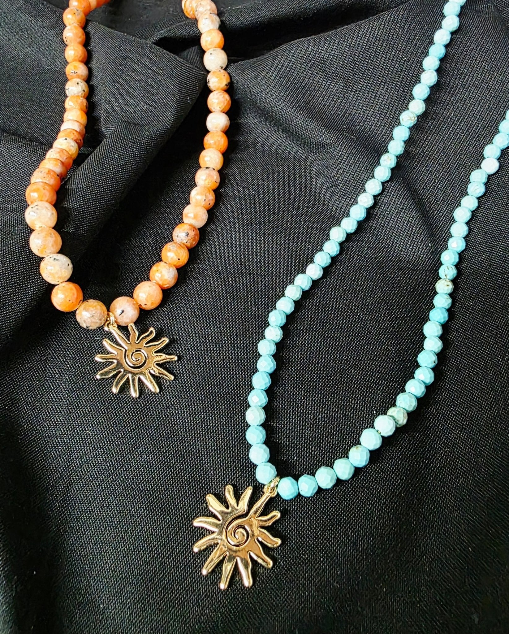 Sun charm necklace with genuine stones - Gothic & Alternative Gift - Haunted