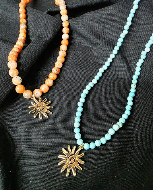 Sun charm necklace with genuine stones - Gothic & Alternative Gift - Haunted