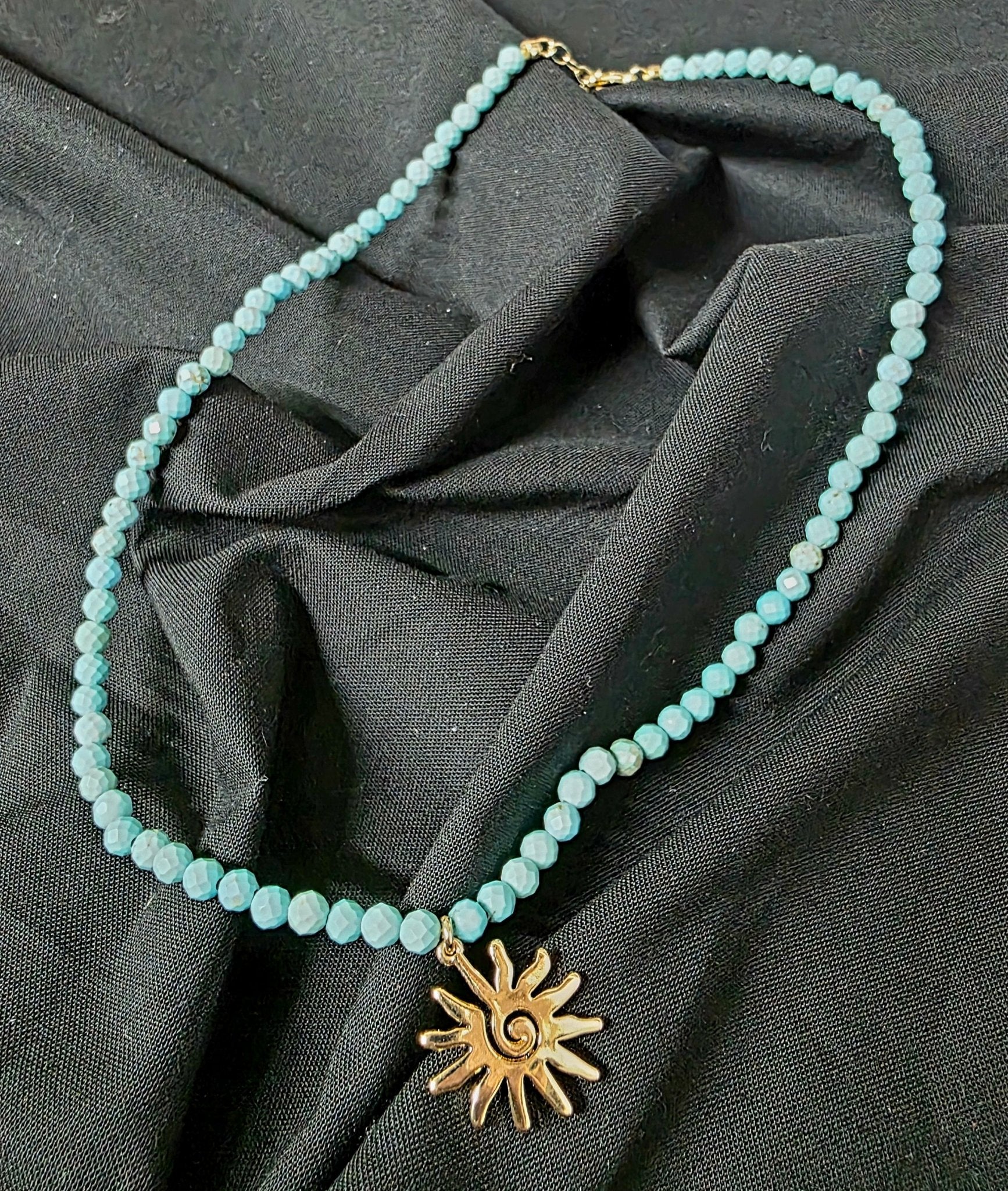 Sun charm necklace with genuine stones - Gothic & Alternative Gift - Haunted