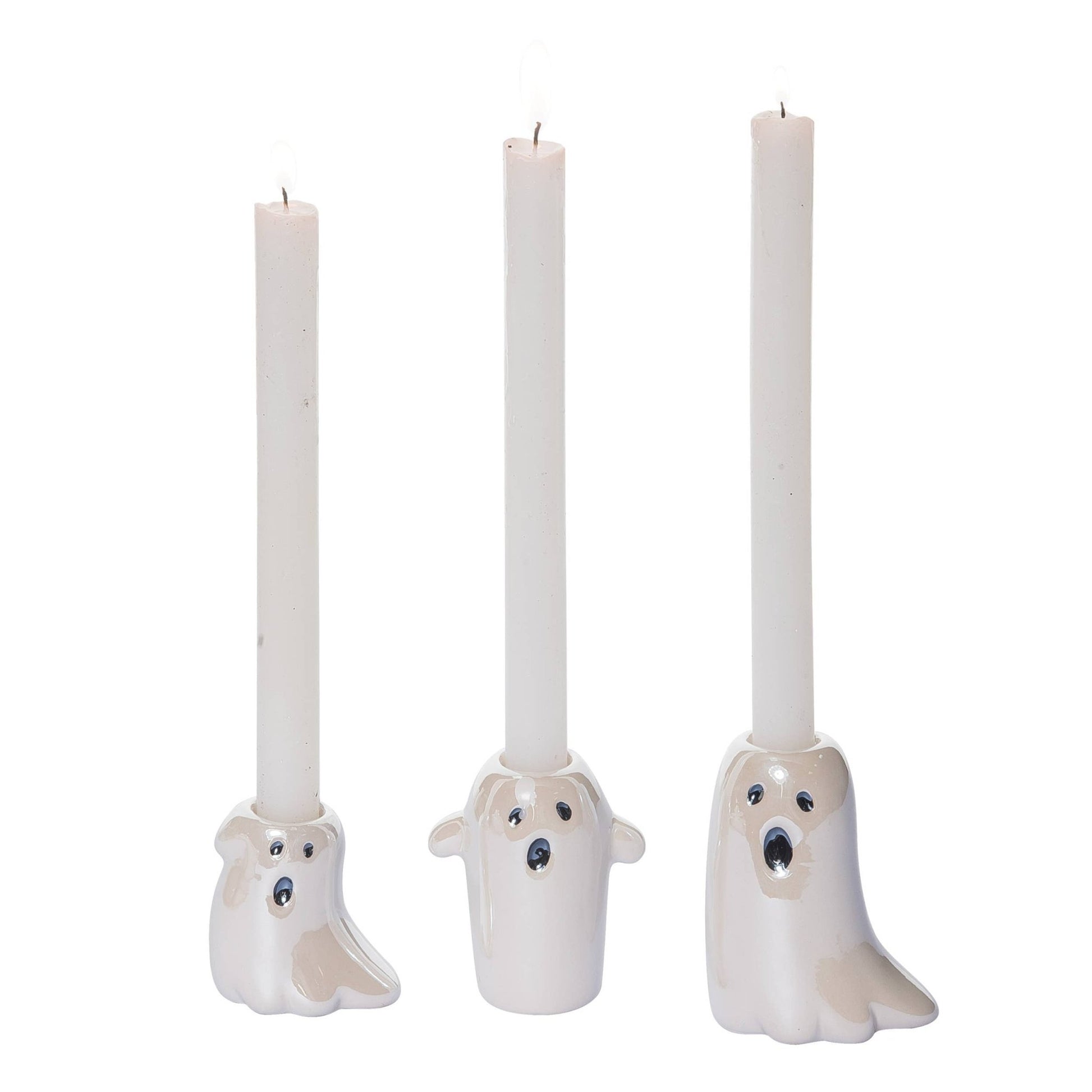 Tapered Ghost Candle Holder Set Home Decor - Gothic & Alternative Gift - Haunted