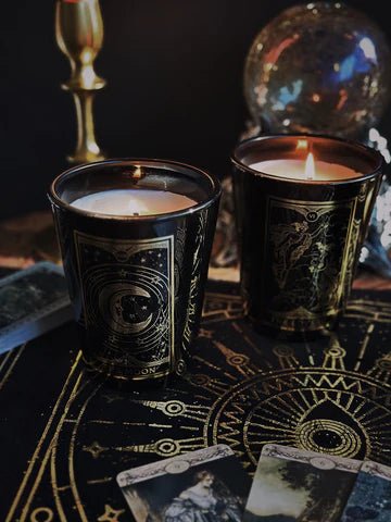 The Moon Tarot Oud Noir Large Glass Candle Candles - Gothic & Alternative Gift - Haunted