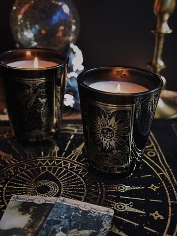 The Sun Tarot Onyx Rose Large Glass Candle Candles - Gothic & Alternative Gift - Haunted