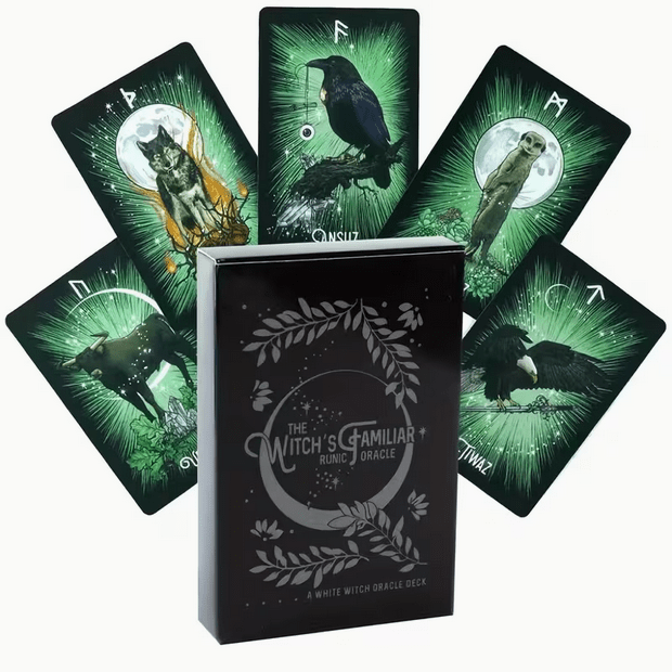 The Witch's Familiar Rune Oracle Divination Card Deck Witch Supplies - Gothic & Alternative Gift - Haunted
