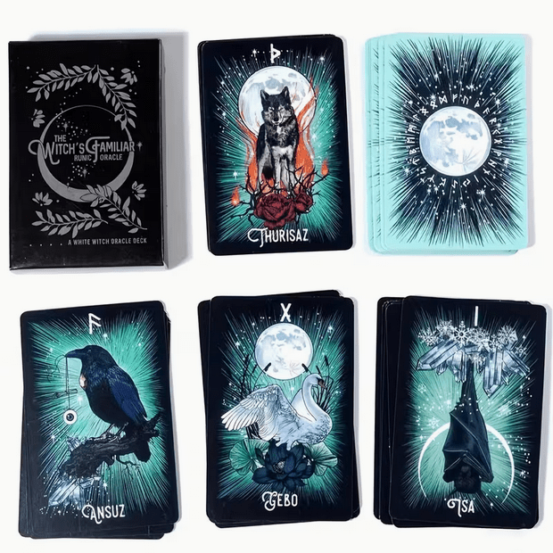 The Witch's Familiar Rune Oracle Divination Card Deck Witch Supplies - Gothic & Alternative Gift - Haunted
