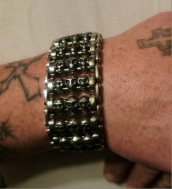 Heavy Wide Gothic Skull Stainless Steel Bracelet