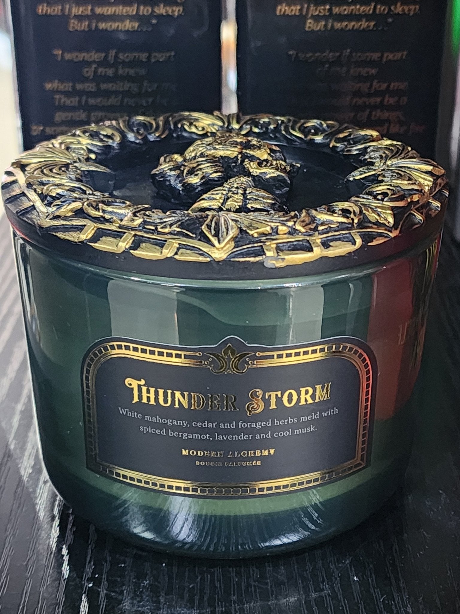 Thunder Woods with Skeleton Cameo Lid Victorian Goth Glass Candle Candles - Gothic & Alternative Gift - Haunted