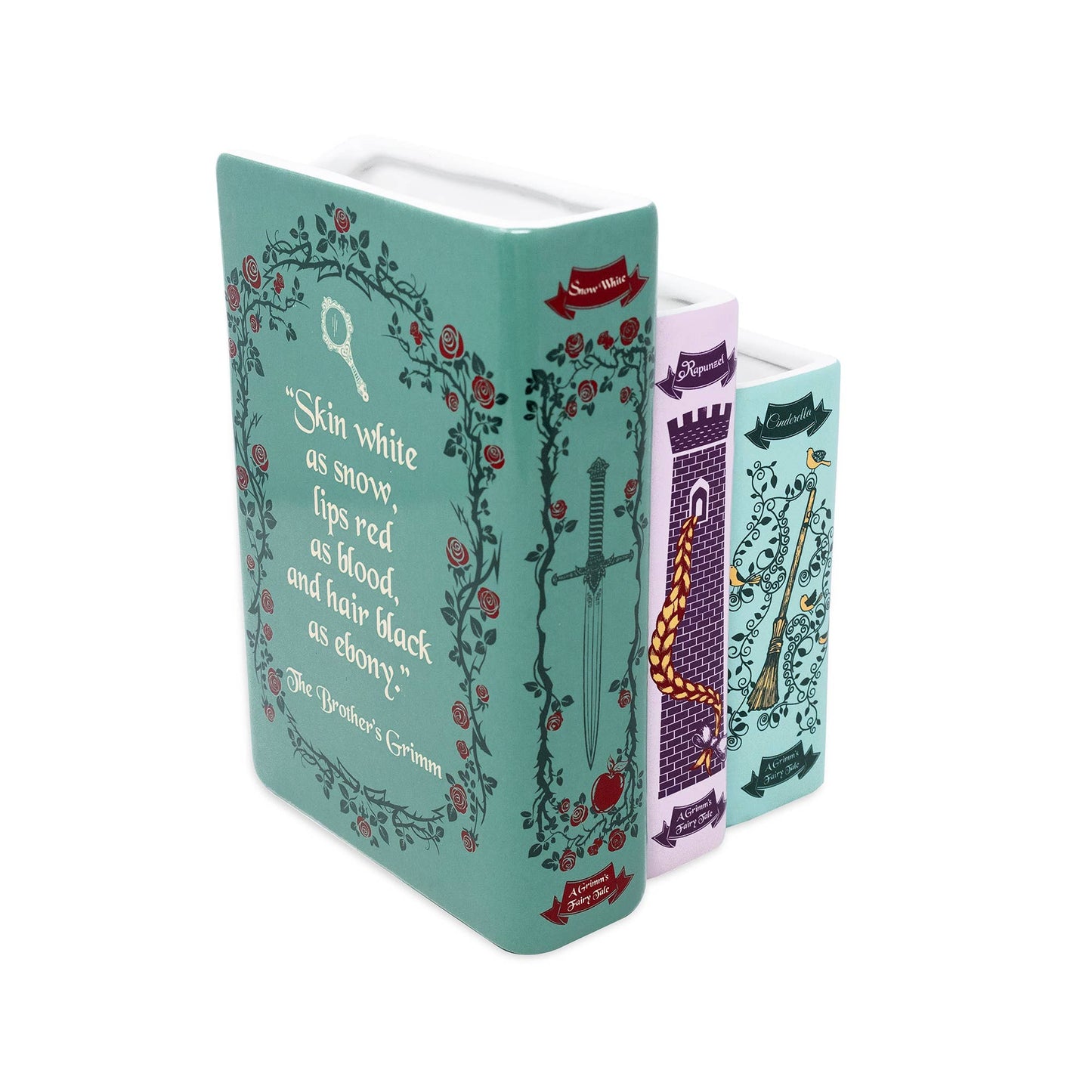 Triple Book Shaped Vase, Grimm's Fairy Tales Garden Decor - Gothic & Alternative Gift - Haunted
