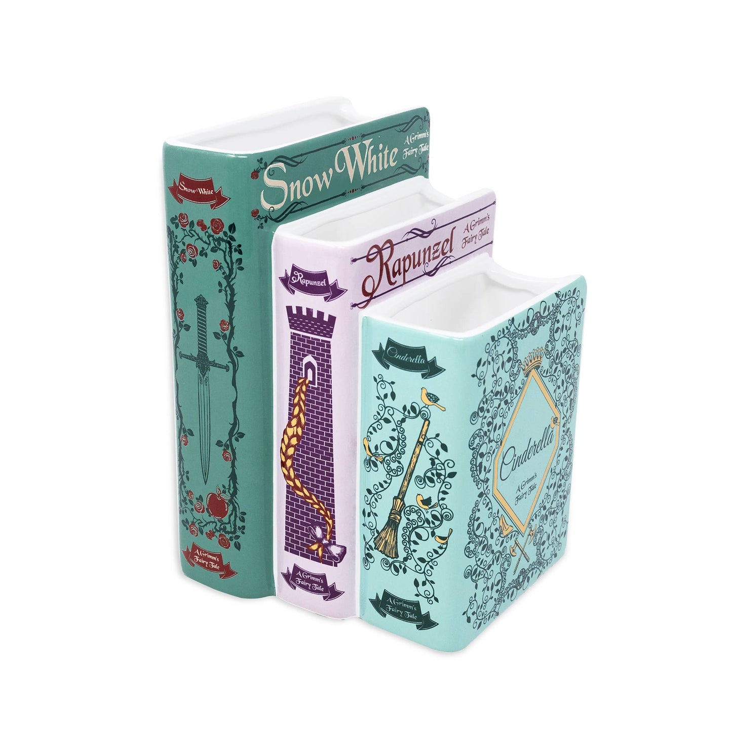 Triple Book Shaped Vase, Grimm's Fairy Tales Garden Decor - Gothic & Alternative Gift - Haunted