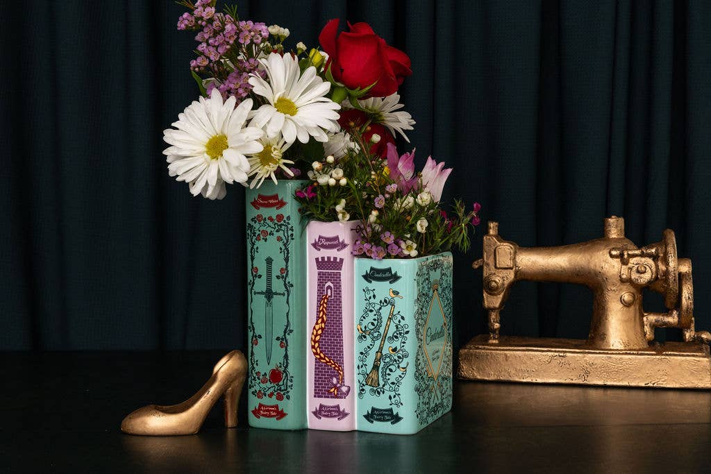 Triple Book Shaped Vase, Grimm's Fairy Tales Garden Decor - Gothic & Alternative Gift - Haunted