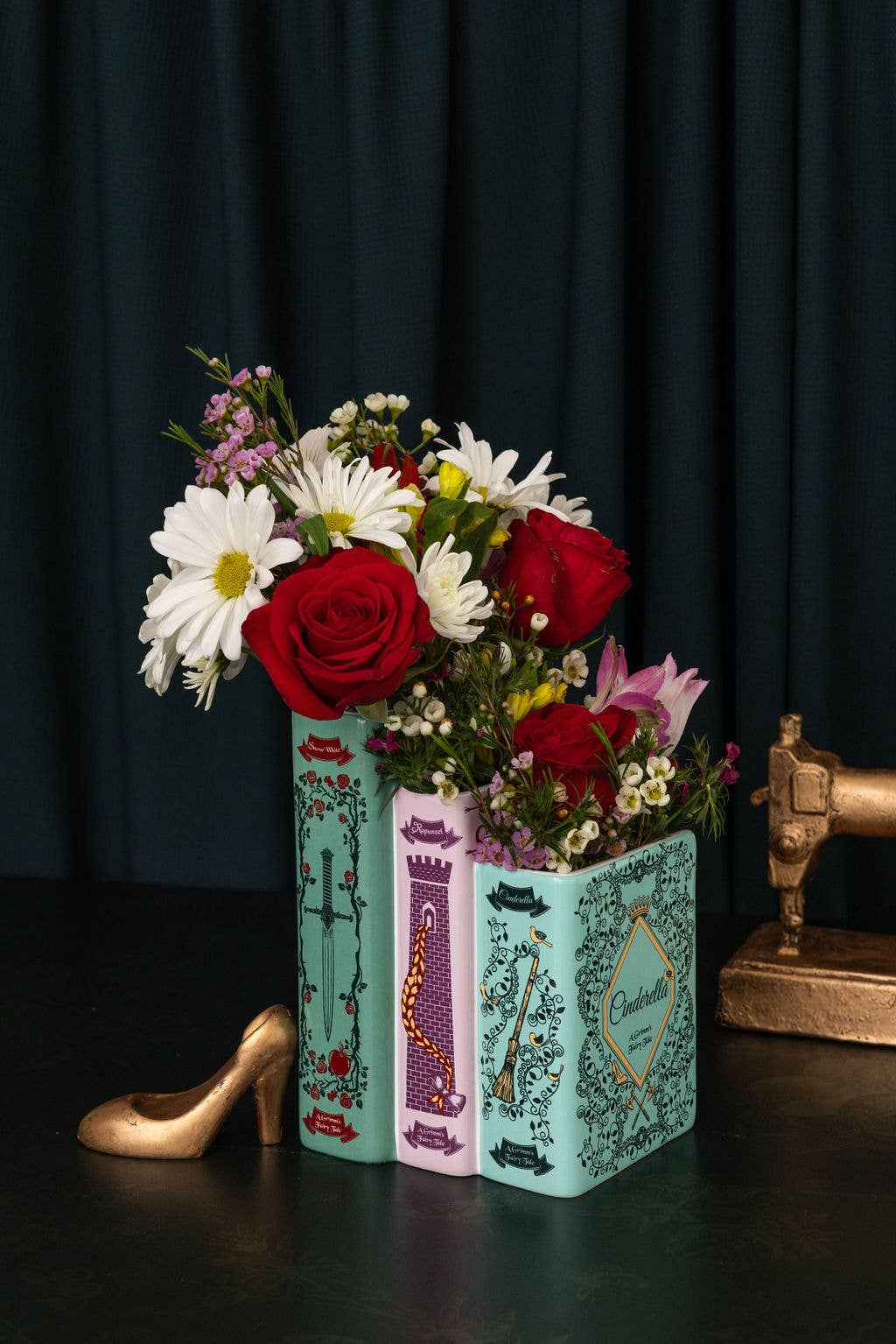 Triple Book Shaped Vase, Grimm's Fairy Tales Garden Decor - Gothic & Alternative Gift - Haunted