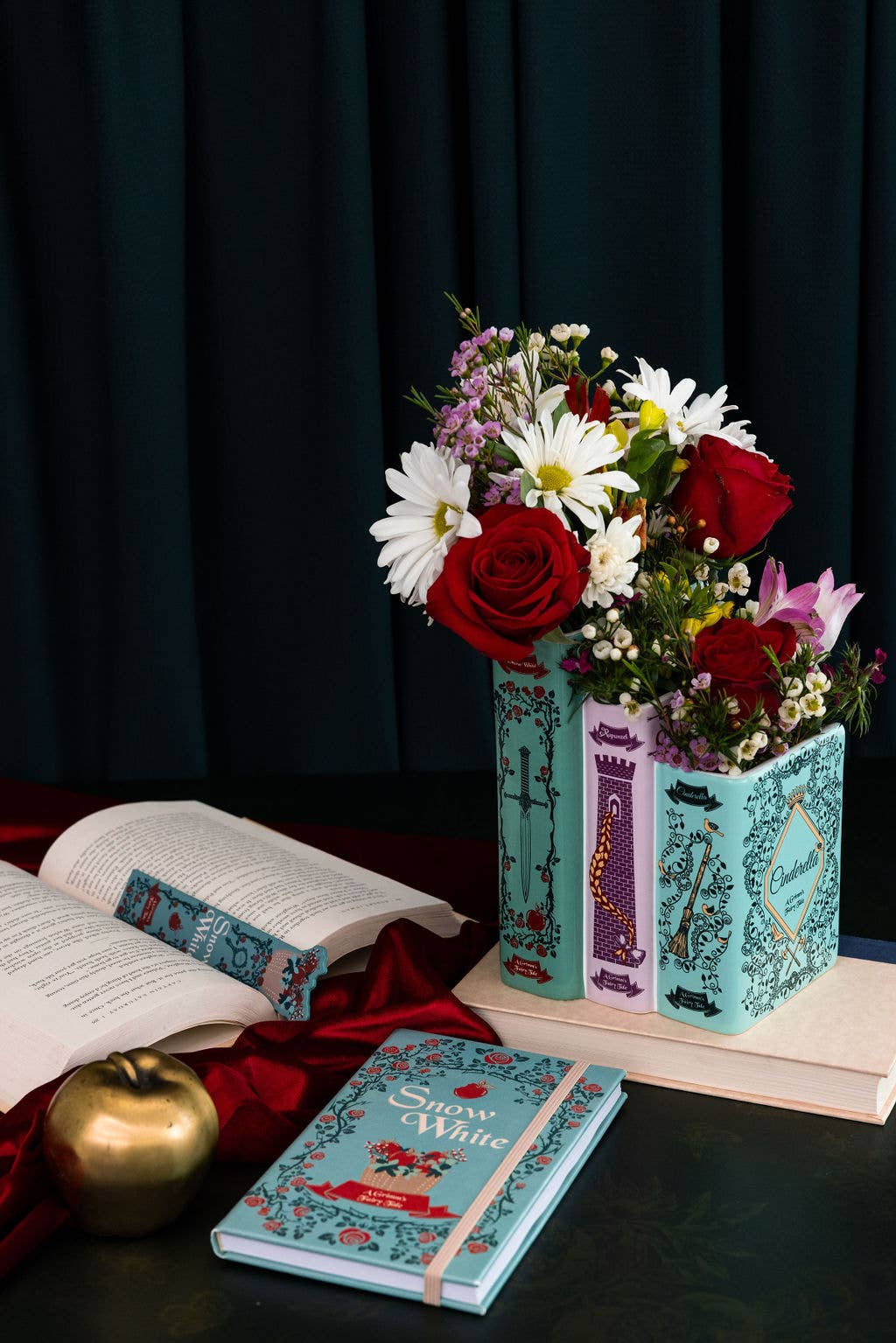 Triple Book Shaped Vase, Grimm's Fairy Tales Garden Decor - Gothic & Alternative Gift - Haunted