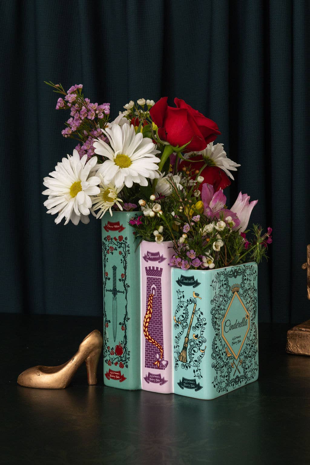 Triple Book Shaped Vase, Grimm's Fairy Tales Garden Decor - Gothic & Alternative Gift - Haunted