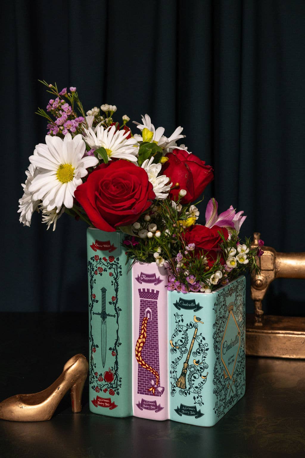 Triple Book Shaped Vase, Grimm's Fairy Tales Garden Decor - Gothic & Alternative Gift - Haunted