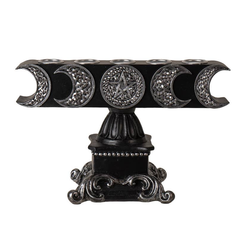 Triple Moon Candelabra Candle Holder Candles - Gothic & Alternative Gift - Haunted