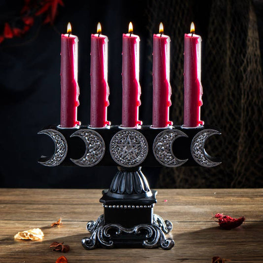 Triple Moon Candelabra Candle Holder Candles - Gothic & Alternative Gift - Haunted