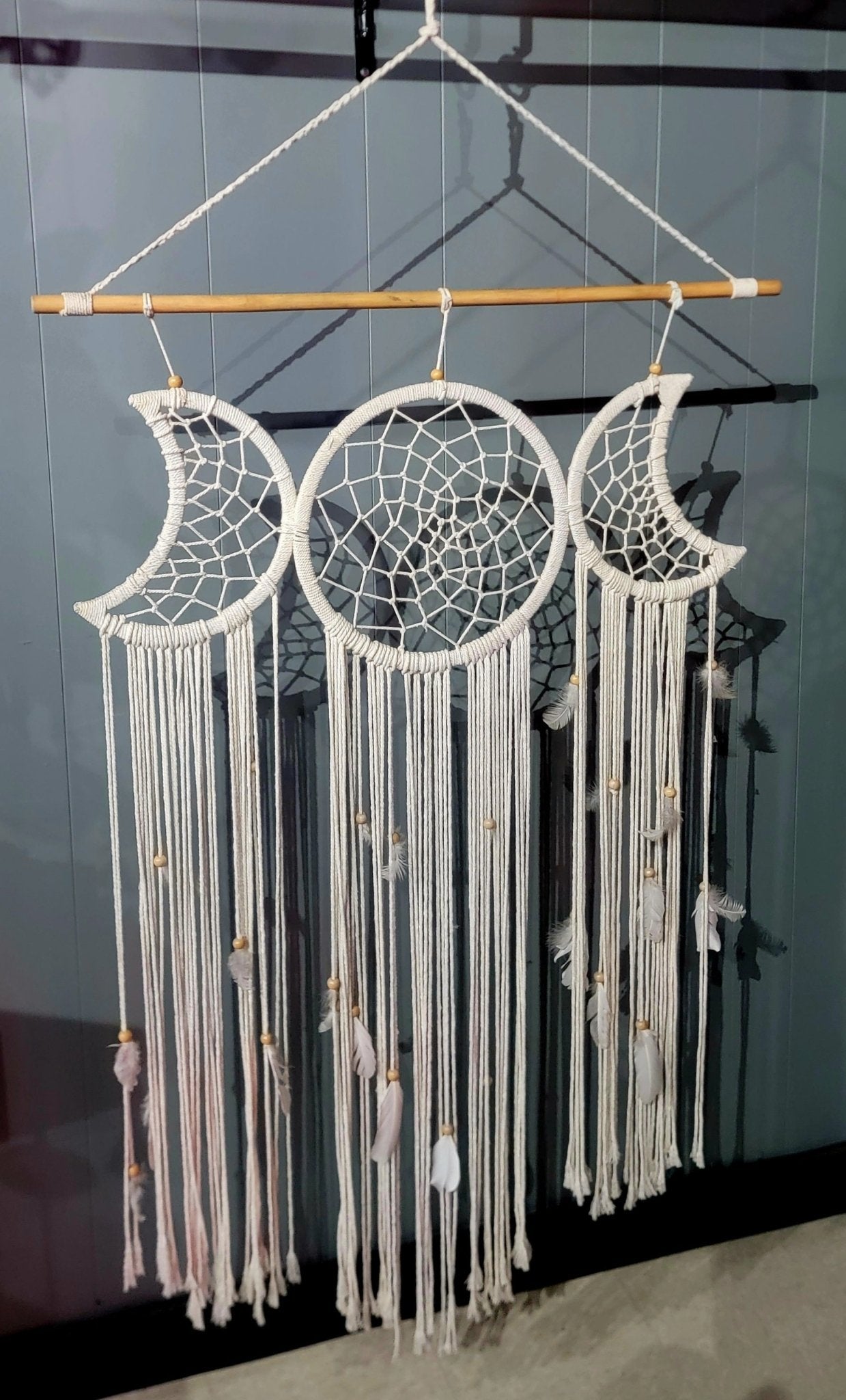 Triple Moon Macrame Hanging Wall art Home Decor - Gothic & Alternative Gift - Haunted