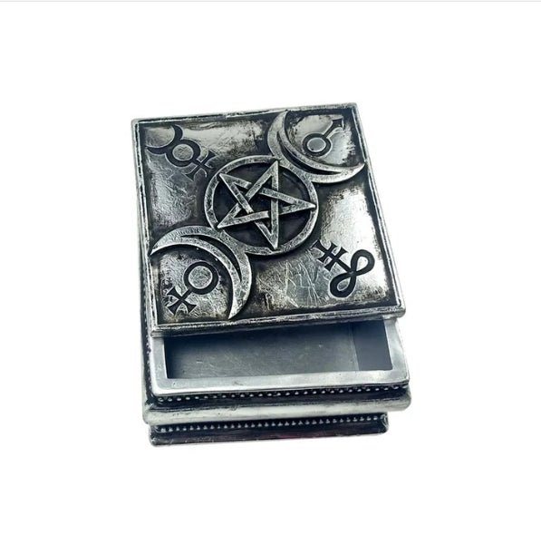 Triple Moon Pagan Trinket & Jewelry Box Home Decor - Gothic & Alternative Gift - Haunted