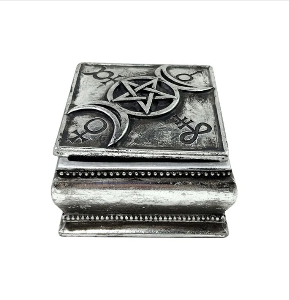 Triple Moon Pagan Trinket & Jewelry Box Home Decor - Gothic & Alternative Gift - Haunted