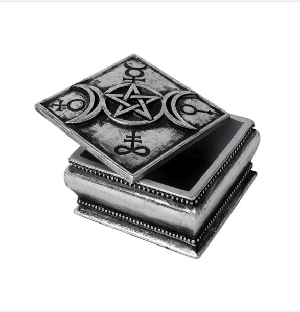 Triple Moon Pagan Trinket & Jewelry Box Home Decor - Gothic & Alternative Gift - Haunted