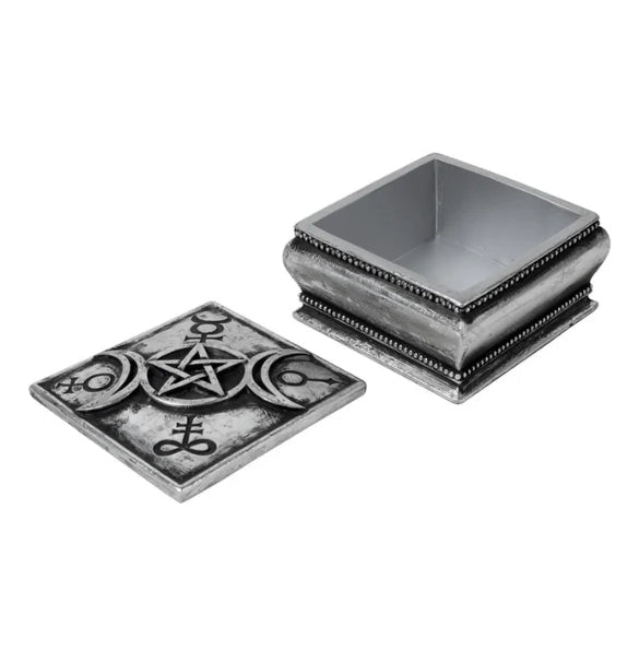 Triple Moon Pagan Trinket & Jewelry Box Home Decor - Gothic & Alternative Gift - Haunted
