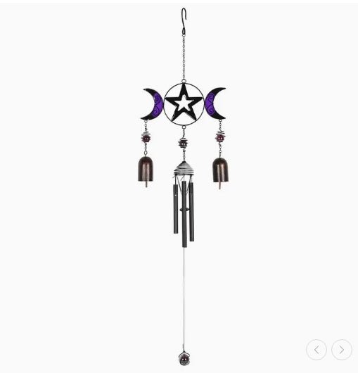 Triple Moon Witch Bells with Wind Chime Home Decor - Gothic & Alternative Gift - Haunted