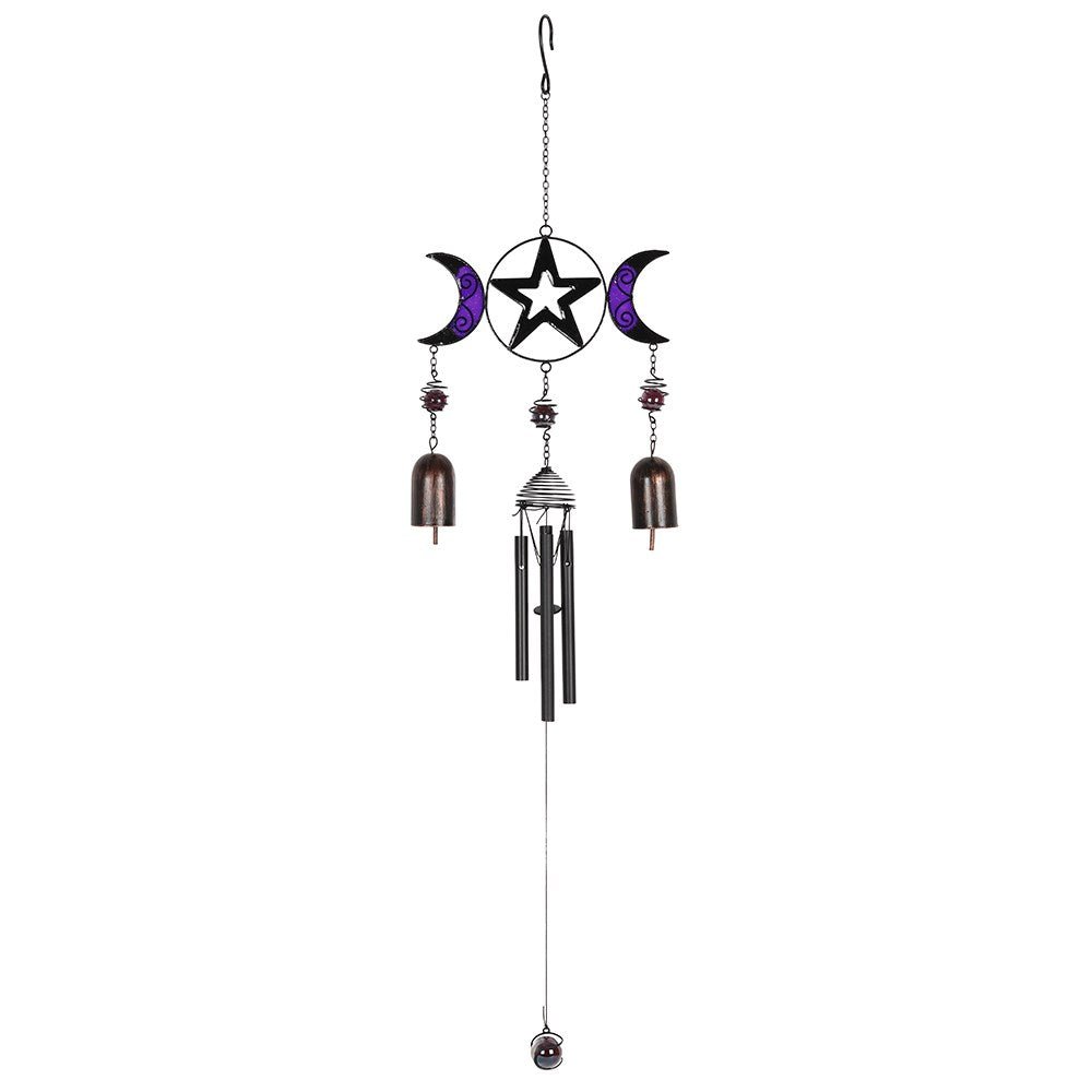 Triple Moon Witch Bells with Wind Chime Home Decor - Gothic & Alternative Gift - Haunted