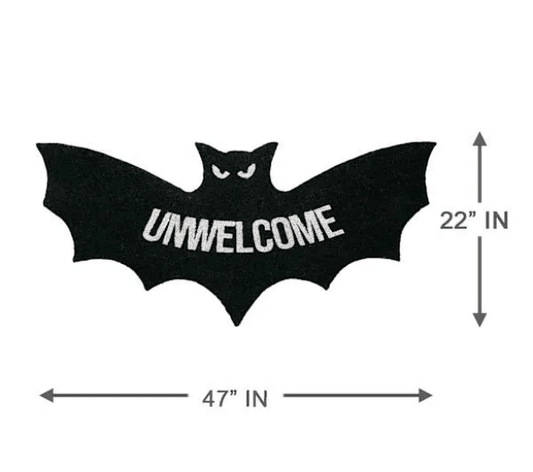 UNWELCOME Black Bat Door Mat Large Home Decor - Gothic & Alternative Gift - Haunted