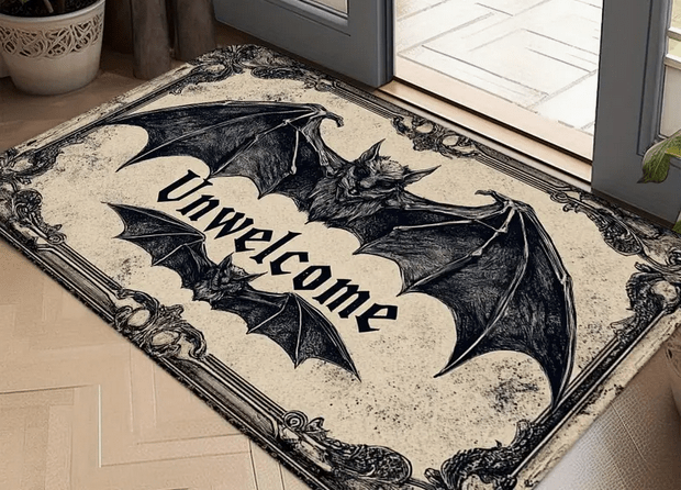 Unwelcome Vintage Bat Door Mat Home Decor - Gothic & Alternative Gift - Haunted