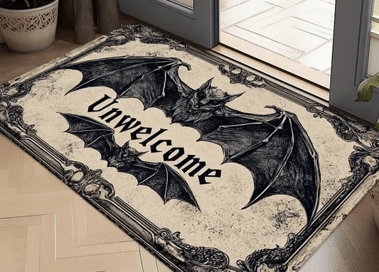 Unwelcome Vintage Bat Door Mat Home Decor - Gothic & Alternative Gift - Haunted