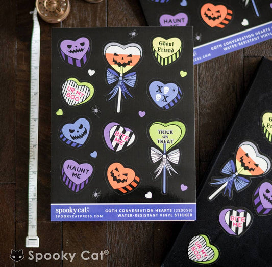 Valloween Conversation Heart Sticker Sheet Stickers - Gothic & Alternative Gift - Haunted