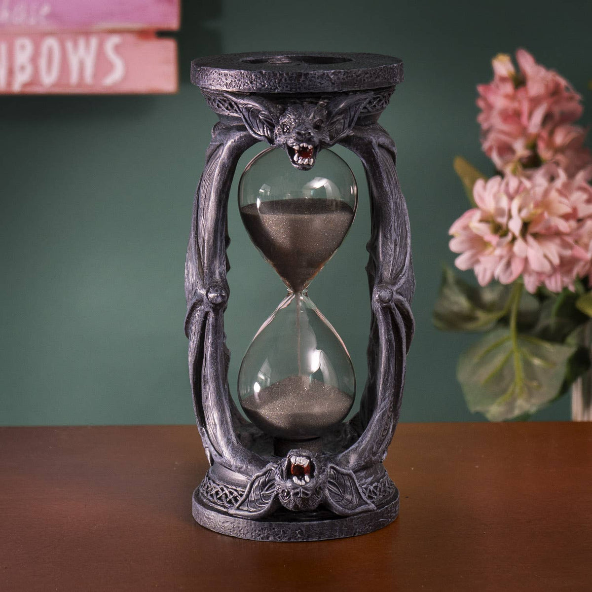 Vampire Bat Hour Glass Sand timer Decorative Tabletop Statue Figurine Home Decor - Gothic & Alternative Gift - Haunted