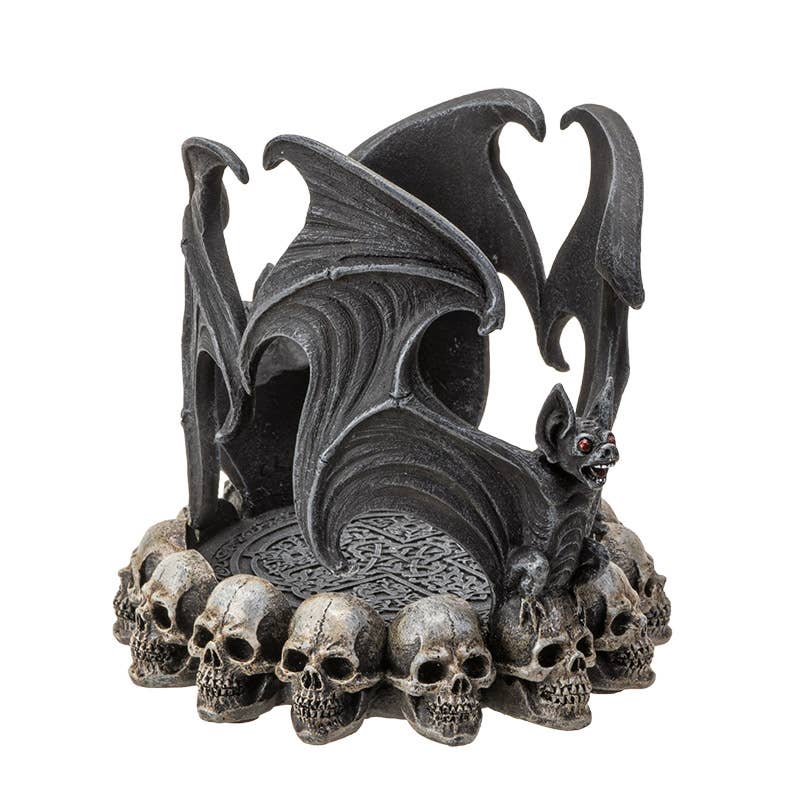 Vampire Bat with Skulls Candle Holder - Bottle Holder Candle holders - Gothic & Alternative Gift - Haunted