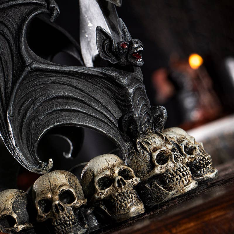 Vampire Bat with Skulls Candle Holder - Bottle Holder Candle holders - Gothic & Alternative Gift - Haunted