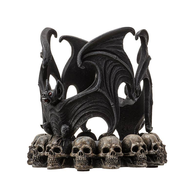 Vampire Bat with Skulls Candle Holder - Bottle Holder Candle holders - Gothic & Alternative Gift - Haunted