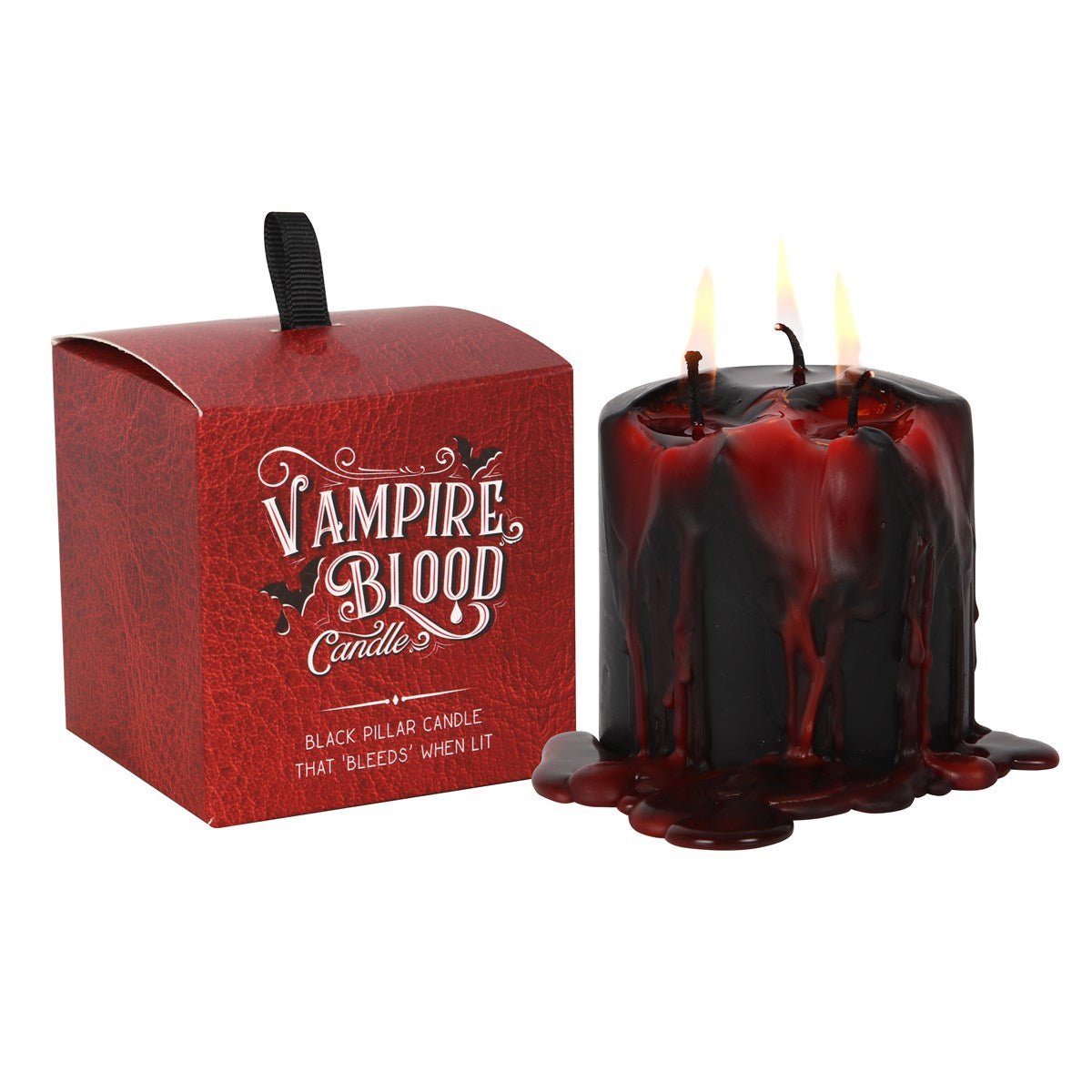 Vampire Blood Pillar Taper Candle Bleeding Wax Black and Red Unscented Candles - Gothic & Alternative Gift - Haunted