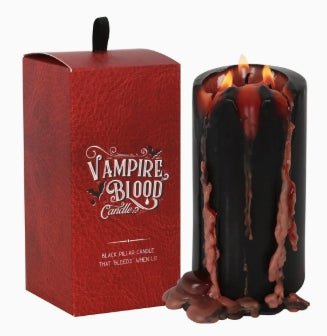 Vampire Blood Pillar Taper Candle Bleeding Wax Black and Red Unscented Candles - Gothic & Alternative Gift - Haunted